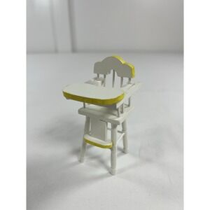 Vintage‎ Concord Wooden Dollhouse High Chair White & Yellow Furniture 1:12